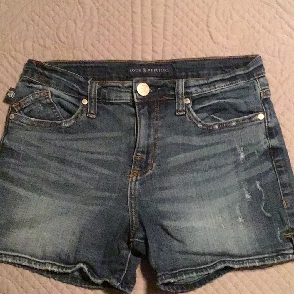 Rock & Republic Blue Jean Shorts Distressed Cut-Offs